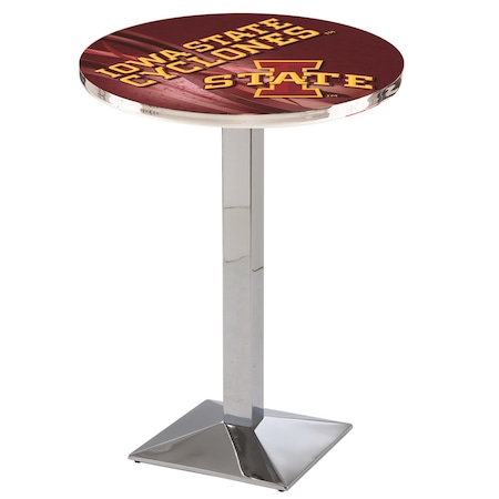 Holland Bar Stool Co 36" Chrome Iowa State Pub Table, 36" dia. Top L217C3636IowaSt-D2